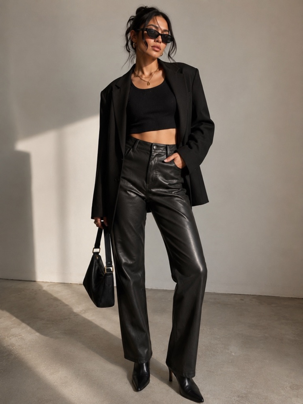 Abercrombie & Fitch Vegan Leather Ultra High Rise Ankle Straight Pants 30